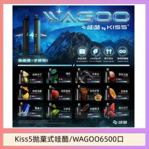 WAGOO哇酷Kiss5 6500口拋棄式 | 自由混搭雙口味 | 雙芯組合