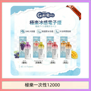 【8種口味】極楽 12000口一次性電子煙|超大容量 |口感絲滑|新品